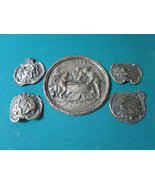 ANTIQUE SILVERPLATE REPOUSE CARVED FURNITURE ORNAMENT APLIQUE SALVAGED 5... - $63.35