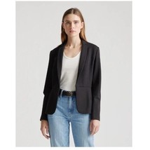 Quince Womens Ultra-Stretch Ponte Blazer Jacket Hook &amp; Eye Closure Black XS - £26.14 GBP