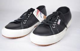 Superga 2750 Black Leather Trainer Shoes 8 1/2 mens 10 Womens NWT - $78.21