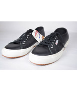 Superga 2750 Black Leather Trainer Shoes 8 1/2 mens 10 Womens NWT - £61.44 GBP