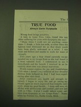1902 Post Grape-Nuts Cereal Ad - True food always cures Dyspepsia - £14.48 GBP