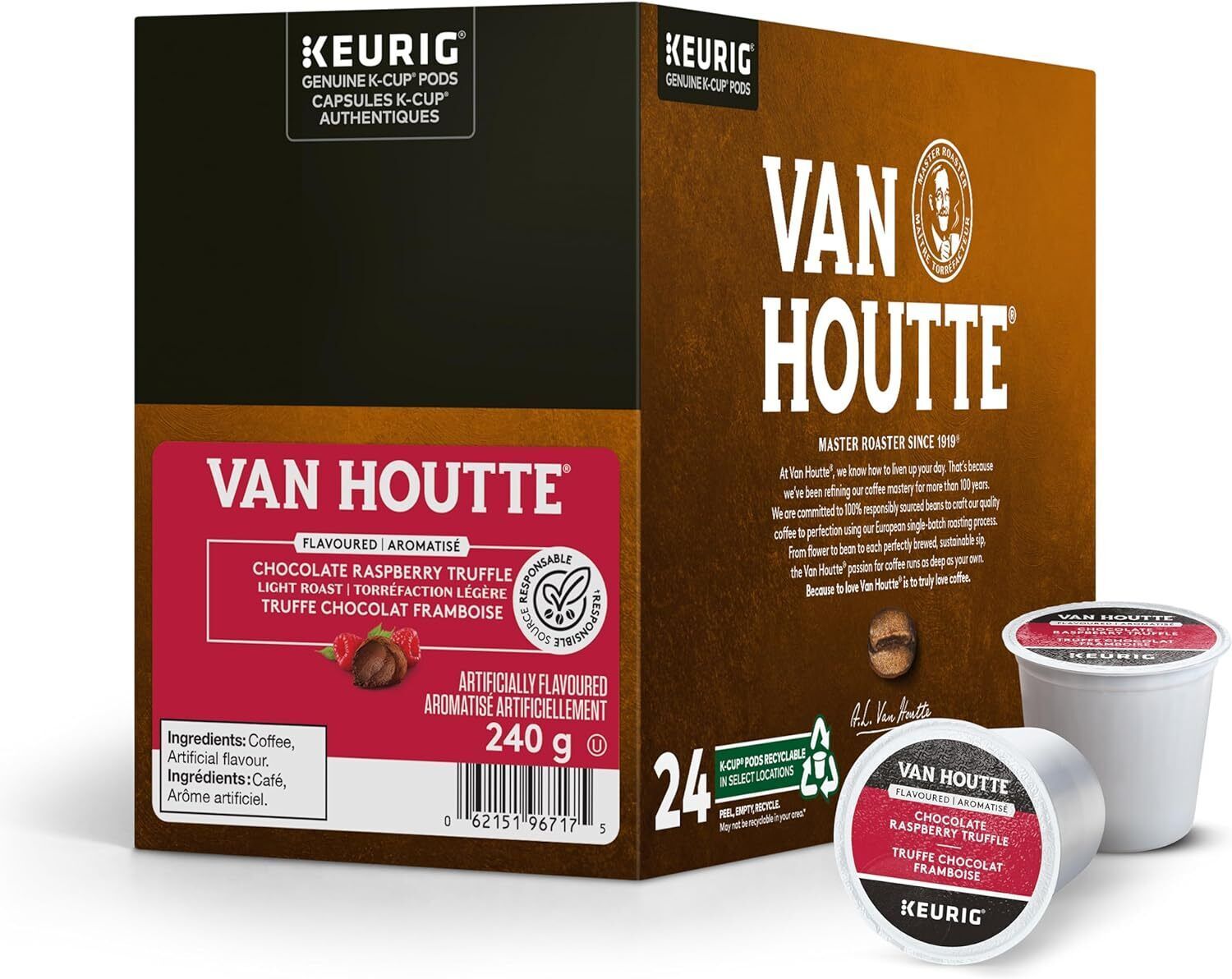 Van Houtte Chocolate Raspberry Truffle Coffee 24 to 144 K cups Pick Any Size - $23.88 - $109.88