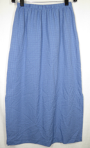 Vintage Blue Mini Check Plaid Side Slit A Line Pull On Midi Skirt Size 10 - $24.99
