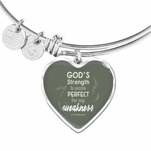 God&#39;s Strength Is Made Perfect For My Weakness Stainless Steel or 18k Gold Hear - £38.25 GBP+