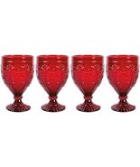 Fitz and Floyd Trestle Glass Goblet Set Of 4 Red New - $26.95