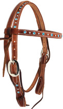 Horse Saddle Tack Bridle Western Leather Headstall PONY Crystal 78RT13 - $36.99