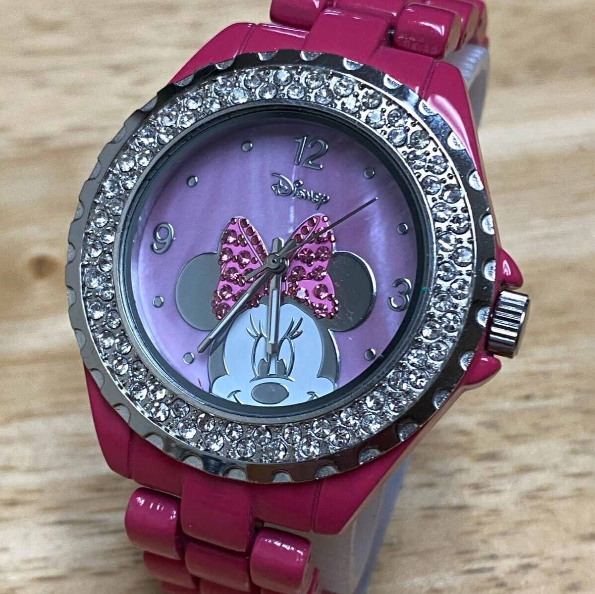 Primary image for Disney By Accutime Quartz Watch Minnie Unisex Rhinestone Japan Movt New Battery