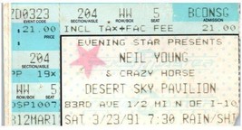 Neil Jeune Crazy Horse Concert Ticket Stub March 23 1991 Phœnix Arizona - £27.46 GBP