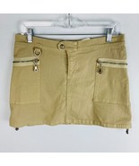 Allen B Schwartz Tan Moto Zipper Front Back Pockets Mini A-Line Skirt Wo... - £30.21 GBP