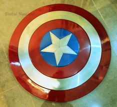 Scudo Captain America 55.9cm Perfetto Fatto a Mano Avenger Metallo Shield - £74.05 GBP