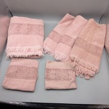 Vintage Cannon Pink Sculpted 1 Bath Towel 3 Hand towels 2 Wash Cloth Floral - $397.94 MXN