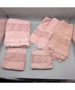 Vintage Cannon Pink Sculpted 1 Bath Towel 3 Hand towels 2 Wash Cloth Floral - €18,66 EUR