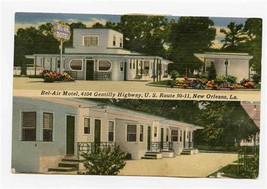 Bel-Air Motel Linen Postcard Gentilly Highway New Orleans Louisiana - $11.88