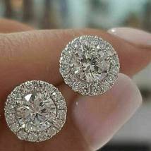 0.40 Carat Round Cut Diamond Women&#39;s Stud Earrings 14k White Gold Finish 925 - £71.09 GBP