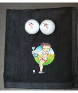 Betty Boop Golf Sport Towel &amp; Golf Balls 16x18 Black - £17.38 GBP