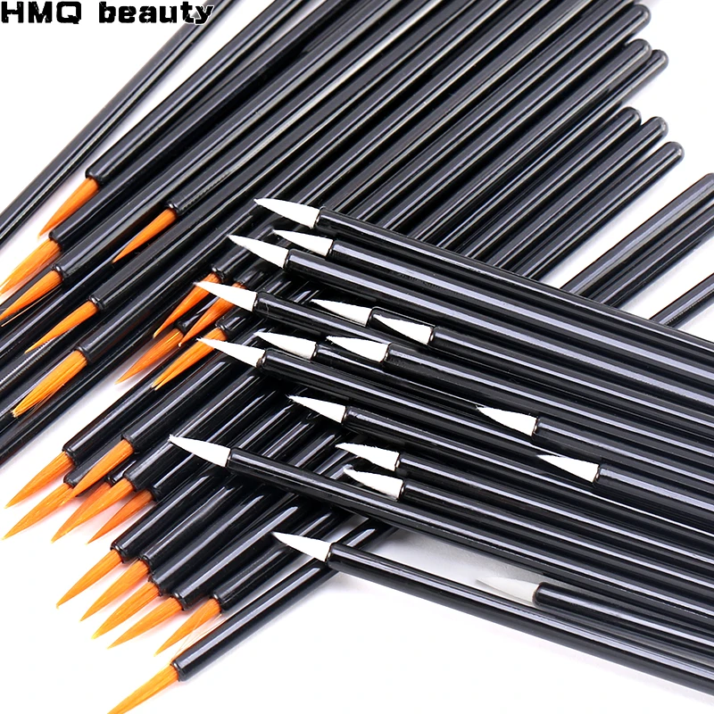 50pcs Black Handle Eyeliner brush Reusable Gel Liner Nail Art Brushes Pa... - $7.93