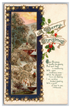 Merry Christmas Landscape Stars Applied Micah Embossed DB Postcard A16 - $4.90