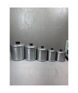 Vintage MCM Spun Aluminum Canister Set Flour Sugar Coffee Tea Lids Black... - $1,082.25 MXN