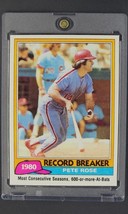 1981 Topps Record Breaker #205 Pete Rose Philadelphia Phillies Nice Looking Card - £5.19 GBP