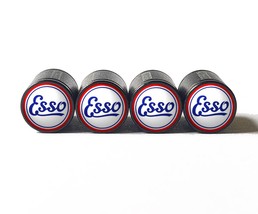 Vintage Esso Gas Tire Valve Stem Caps - Black Aluminum - Set of Four - £12.78 GBP