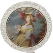 Lucite Hand Mirror with Picture of Woman Lady Plastic VV&#39;s Victoria Vogue VTG - £7.03 GBP