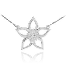 925 Sterling Silver CZ Star Flower Necklace 16&quot;, 18&quot;, 20&quot;, 22&quot; - £31.96 GBP+