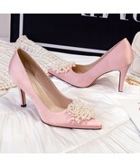 New Arrival White Pointed Toe Wedding Shoes Woman High Heeled Pumps Thin... - £59.99 GBP