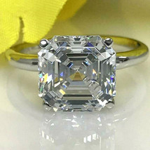 3.20Ct Asscher Solitaire Simulated Diamond Band Engagement Ring Sterling Silver - £74.24 GBP