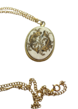 Vintage Horoscope Sugar Cameo Pendant Necklace Pisces Fish Zodiac 60s 70s - £22.86 GBP