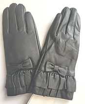 Womens Black Leather 3M Thinsulate Touch Screen Gloves A New Day XS/S Bow - £6.86 GBP