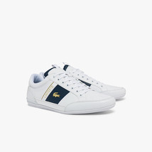 Lacoste Men&#39;s Chaymon Leather and Carbon Fibre Sneakers White 9.5 Shoes New - $95.00