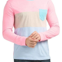 Brooklyn Cloth Men’s Long Sleeve Color Block Pocket T Shirt Pink/Blue/Tan-XL - £12.76 GBP