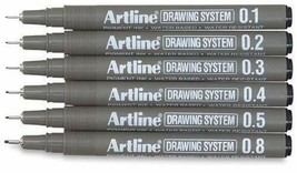 Artline Drawing System Pen, (0.1, 0.2, 0.3, 0.4, 0.5, 0.8mm) - (Pack of 6) - £19.54 GBP