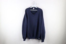 Vintage 90s Russell Athletic Mens 2XL Distressed Blank Crewneck Sweatshirt Blue - £38.91 GBP