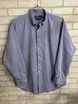 Ralph Lauren Yarmouth Shirt Mens 17 34/35 ￼￼Long ￼Sleeve Button Down Blue White - £13.30 GBP