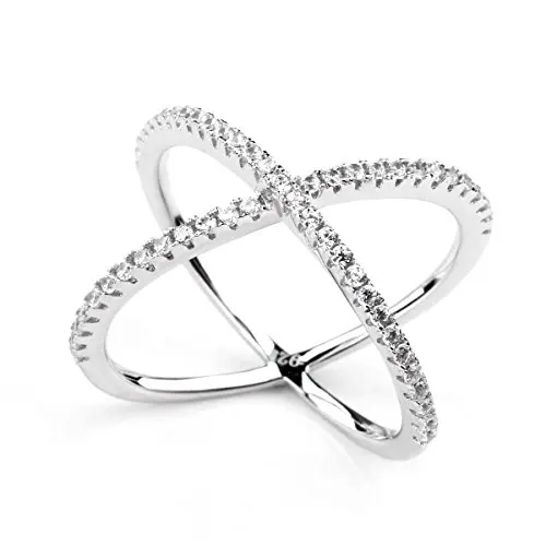 925 Sterling Silver Criss Cross Rings CZ Eternity Engagement  X Ring Cubic Zirco - £26.26 GBP