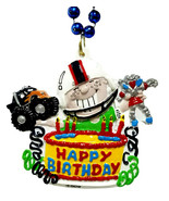 Happy Birthday Boy Blue Pendant Mardi Gras Necklace Beads Bead - £3.94 GBP