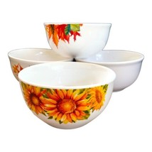 Lot of 4 Royal Norfolk Cereal Soup Bowls Autumn Leaves Acorns Sunflowers Fall - £19.43 GBP