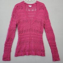 Maurices Women Sweater Size M Purple Preppy Wool Long Sleeve Open Knit V-Neck - £8.39 GBP