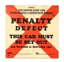 Denver Joint Car Interchange &amp; Inspection Bureau Penalty Defect Sticker ... - $17.82