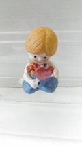 Vintage 1982 Enesco Red Hair boy holding Heart 3&quot; Figure - £21.58 GBP