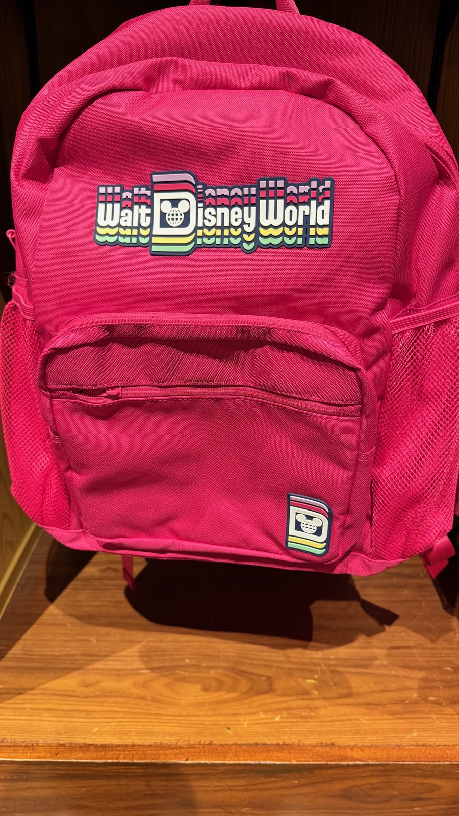 Walt Disney World Mickey Mouse Logo Pink Large Size Backpack NEW - $69.90