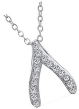 Micro Pave Cubic Zirconia CZ Good Luck Charm Wishbone For - £67.44 GBP