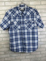 Magellan Outdoor Short Sleeve Shirt Mens Blue Relaxed Classic Fit Plaid Sz L - £13.23 GBP