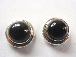 Black Onyx Round 925 Sterling Silver Stud Earrings Corona Sun Jewelry - £14.78 GBP