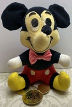 Mickey Mouse Stuffed Plush Doll Gold Die Cut Hang Tag Walt Disney Prod1980s - £9.53 GBP