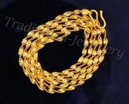 22K Yellow Gold Singapore Stylish Twisted Handmade Chain Necklace Unisex CH125 - £871.81 GBP