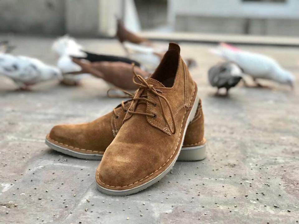 Handmade Men's Genuine Beige Suede Derby Lace Up Casual / Formal Shoes 2019