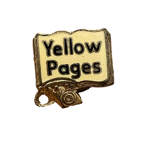 Yellow Pages Vintage Salesman&#39;s Pin Gold Tone Metal  Dial Phone Era - £15.18 GBP