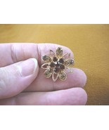 (bb600-1) cognac balck rhinestone crystal filigree flower gold tone broo... - $241.14 MXN